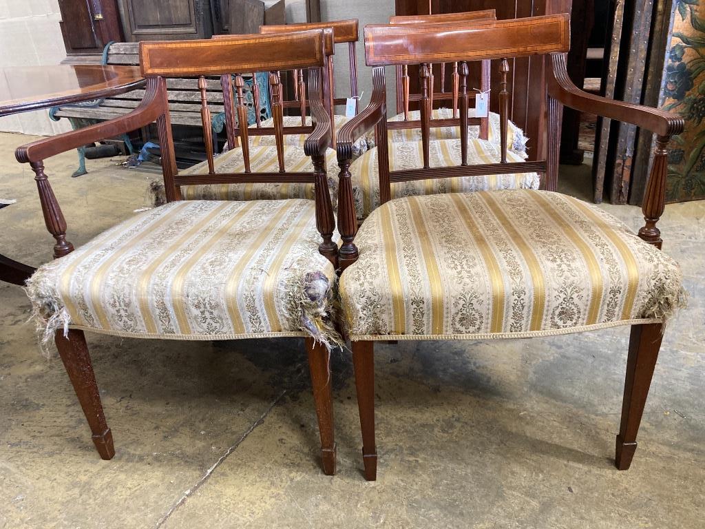 A set of six Sheraton style mahogany dining chairs